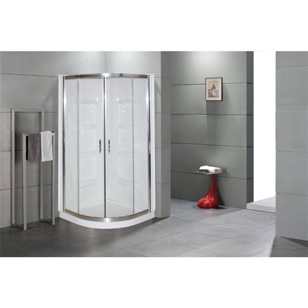 A&E Bath and Shower Polished Chrome 75 x 40 x 40-in 3-Piece Round Corner Shower Kit