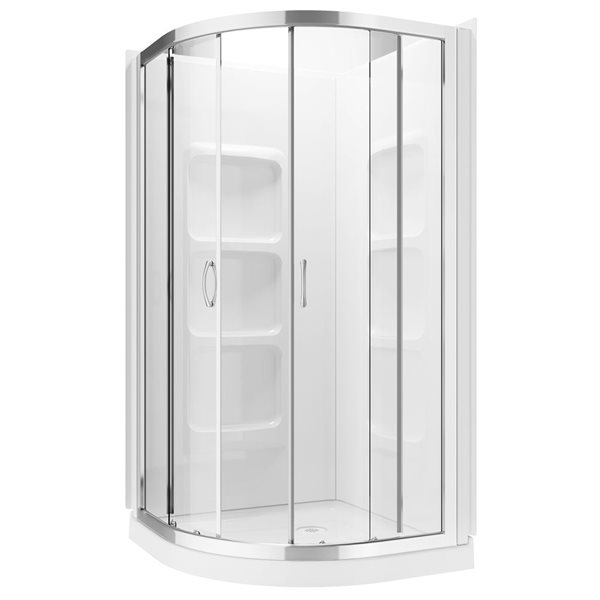 A&E Bath and Shower Polished Chrome 75 x 40 x 40-in 3-Piece Round Corner Shower Kit