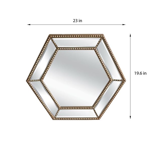 Miroir de salle de bain par A&E Bath & Shower hexagonale champagne 23 po