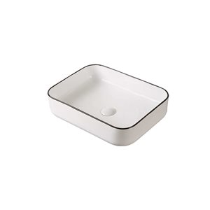 Lavabo pour salle de bain d'A&E Bath & Shower en céramique blanche 19.68 x 15.74 po