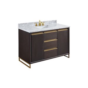 A&E Bath & Shower Modern 48-in Brown Single Sink Bathroom Vanity with White Marble Top