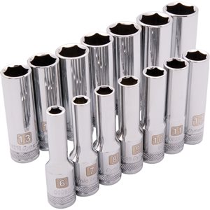 Dynamic Tools 14-piece Metric 3/8-in Drive 6-point Deep Socket Set