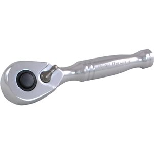 Dynamic Tools 1/4-in Drive Stubby 48-Tooth Chrome Finish Ratchet, 3.5-in Long