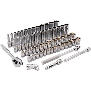 Dynamic Tools 60-piece SAE and Metric Combination 3/8-in Drive 6-point Shallow/Deep Socket Set