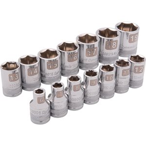 Coffret de 14 douilles à 6 pans courtes métriques Dynamic Tools à entraînement 3/8 po