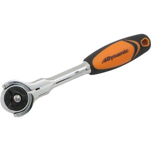 Dynamic Tools ¼-in Drive 6-in Long Swivel Head 72 Tooth Ratchet with Comfort Handle