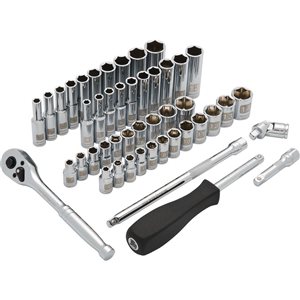 Coffret de 47 douilles métriques et SAE combinées à 6 pans Dynamic Tools courtes et longues à prise 1/4 po