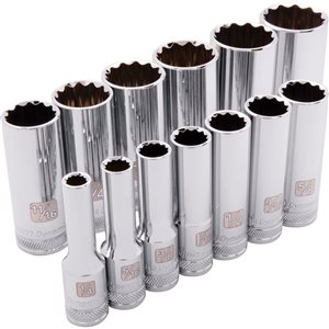 Dynamic Tools 13-piece SAE 3/8-in Drive 12-point Deep Socket Set