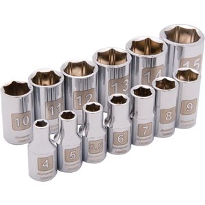 Dynamic Tools 13-piece Metric 1/4-in Drive 6-point Shallow Socket Set