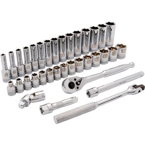 Dynamic Tools 35-piece Metric 3/8-in Drive 6-point Shallow/Deep Socket Set