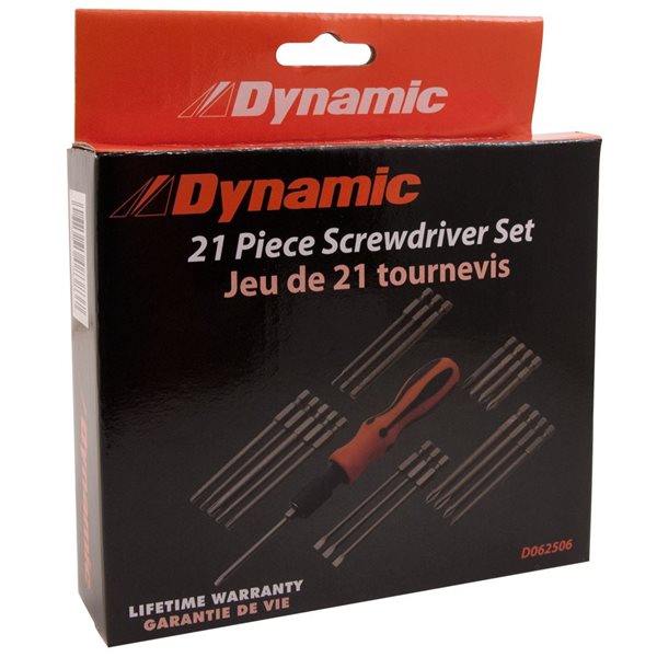 Dynamic Tools 21-Piece Screwdriver Set With Removable Bits with Comfort Grip Handle