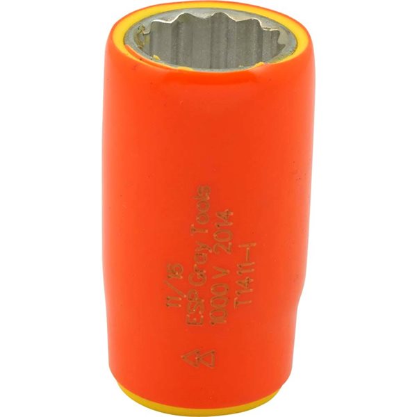 Gray Tools Socket 11/16-in x 1/2-in Drive,  Standard Length Socket, 1000V Insulated