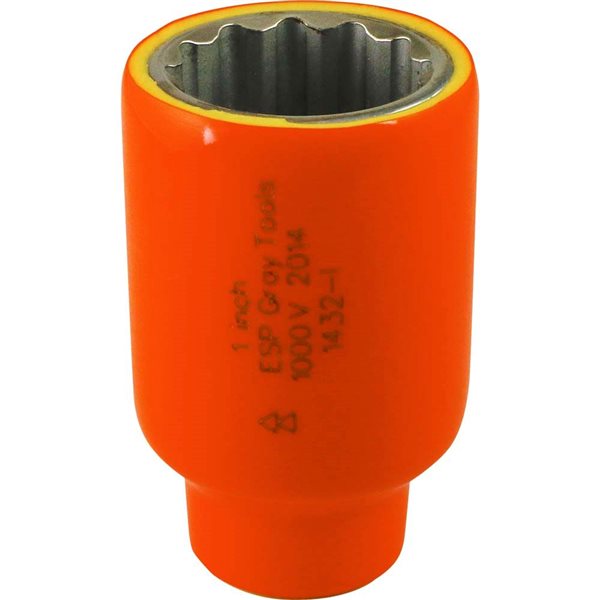 Gray Tools Socket 1-in x 1/2-in Drive, Standard Length Socket, 1000V ...