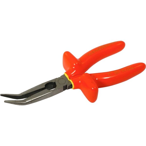 Gray Tools Needle Nose Pliers, 45 Degree Curve With Cutter, 7-7/8-in Long, Insulated B239B-I