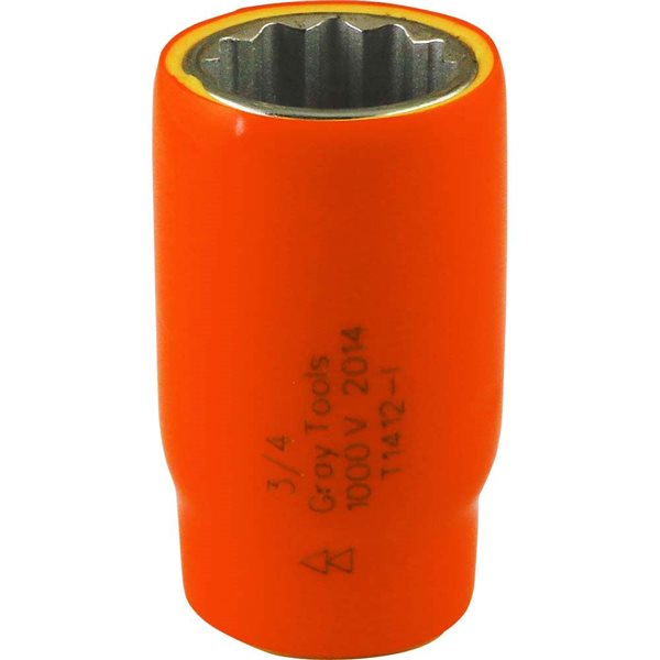 Gray Tools Socket 3/4-in x 1/2-in Drive,  Standard Length Socket, 1000V Insulated