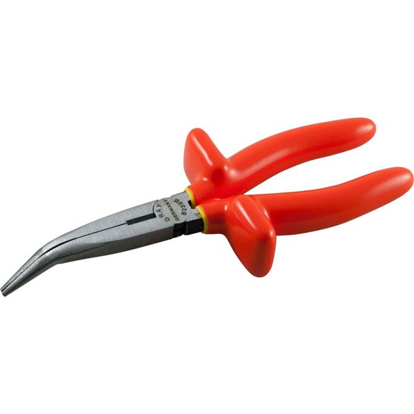 Gray Tools Needle Nose Pliers, 45 Degree Curve With Cutter, 1000V Insulated