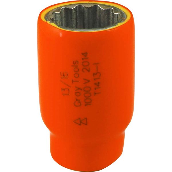 Gray Tools Socket 13/16-in x 1/2-in Drive,  Standard Length Socket, 1000V Insulated