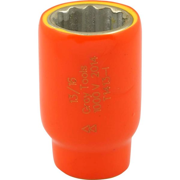 Gray Tools Socket 13/16-in x 1/2-in Drive,  Standard Length Socket, 1000V Insulated