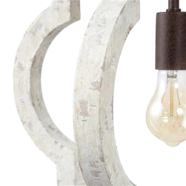 LNC Timeless Weathered White Wood and Bronze Globe Farmhouse Chandelier 1-Light