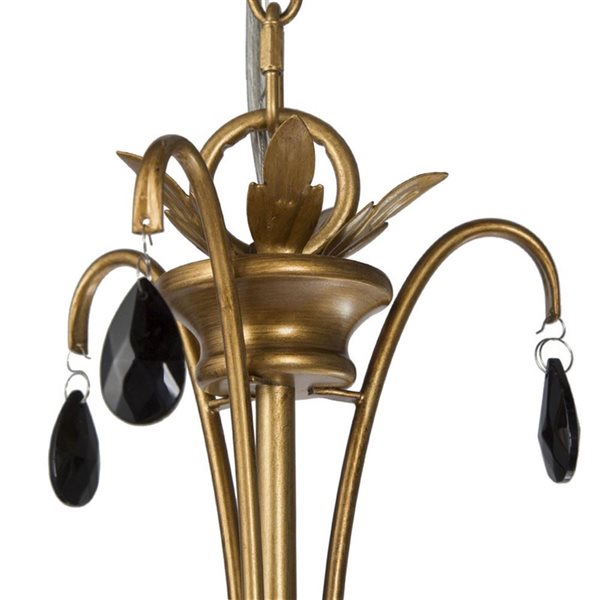 LNC Mania Antique Brushed Gold with Black Crystal Transitional Chandelier 6-Light