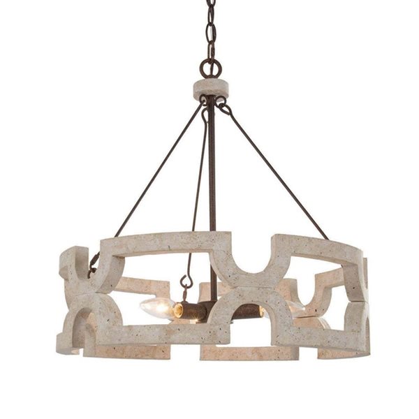 LNC Timeless 3-Light Distressed White and Bronze Drum Farmhouse Cage Chandelier