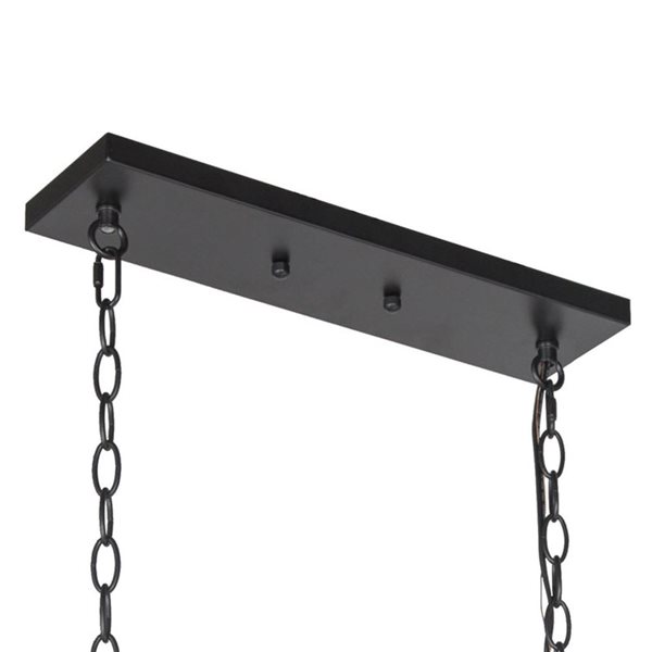 Lustre suspendu Chet Ill de LNC linéaire grisâtre et noir vieilli 6 lumières 31 po