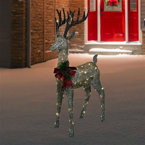 Northlight 48-in Freestanding Deer Front Door Decoration Kit with White LED