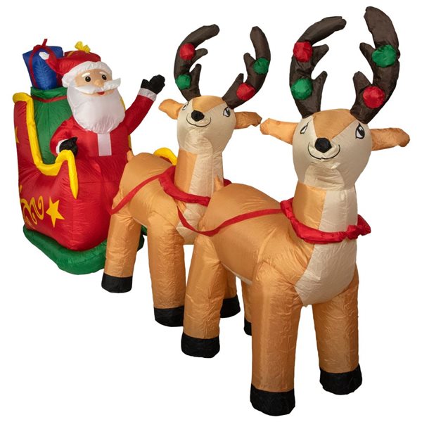 Northlightr 8ft Santa's Sleigh and Reindeer Outdoor Christmas