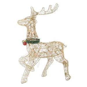 Northlight 25.5-in Freestanding Gold Reindeer with Clear Incandescent Lights