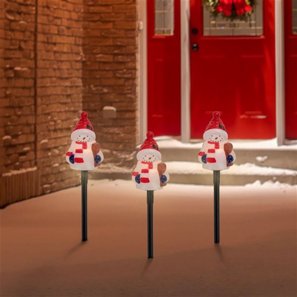 Northlight 16-in Freestanding Snowman Front Door Decoration Kit with Clear Incandescent Lights