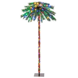 Costway 6-ft Pre-Lit Artificial Tropical Christmas Palm Tree with 210 Multicolour LED Lights