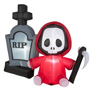 Costway 5-ft Inflatable Halloween Ghost with Tombstone and Holding Sickle