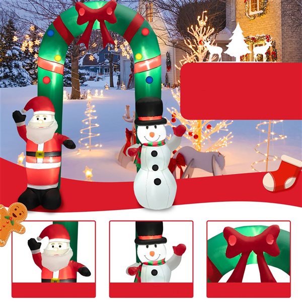 Costway 8-ft H Lighted Inflatable Santa Snowman Gate Arch