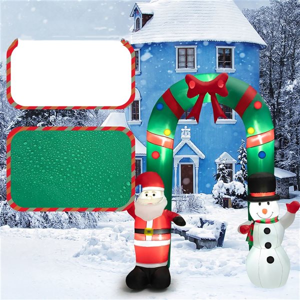 Costway 8-ft H Lighted Inflatable Santa Snowman Gate Arch