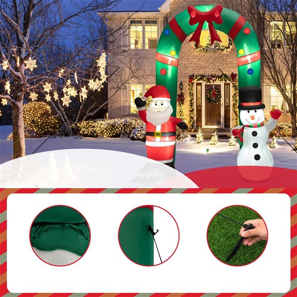 Costway 8-ft H Lighted Inflatable Santa Snowman Gate Arch