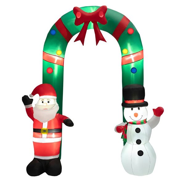 Costway 8-ft H Lighted Inflatable Santa Snowman Gate Arch CM23984US | RONA