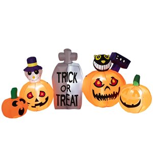 Costway 8-ft L Pumpkins and Tombstone Inflatable Halloween Decoration with LED Ligths