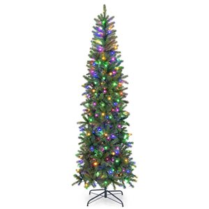 Costway 7.5-ft Pre-Lit Hinged Artificial Christmas Tree with 796 Branch Tips and 350 Multicolour LED Lights - 10 Flash Modes