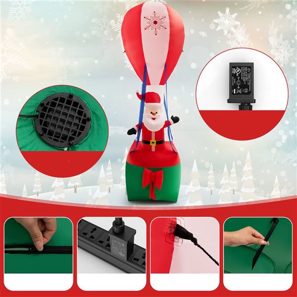 Costway 12-ft H Lighted Inflatable Hot Air Balloon and Santa Claus ...