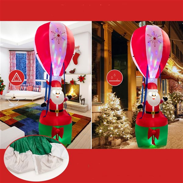 Costway 12-ft H Lighted Inflatable Hot Air Balloon and Santa Claus