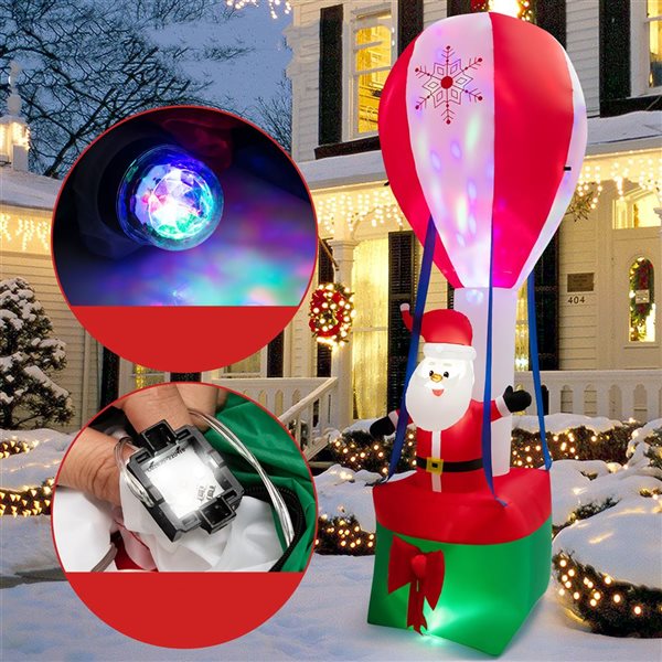 Costway 12-ft H Lighted Inflatable Hot Air Balloon and Santa Claus