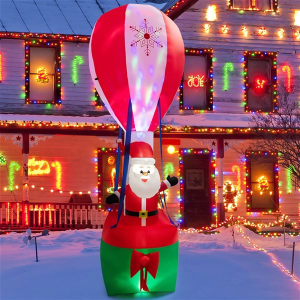 Costway 12-ft H Lighted Inflatable Hot Air Balloon and Santa Claus