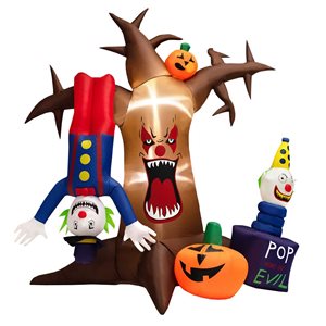Costway 8-ft Inflatable Halloween Lighted Giant Tree with Clowns