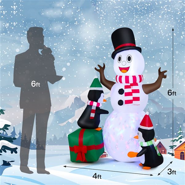 Costway 6-ft H Lighted Inflatable Snowman and 2 Penguins