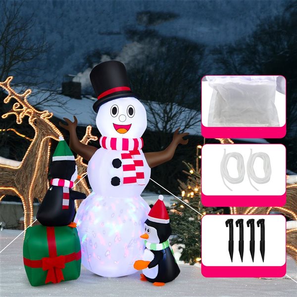Costway 6-ft H Lighted Inflatable Snowman and 2 Penguins