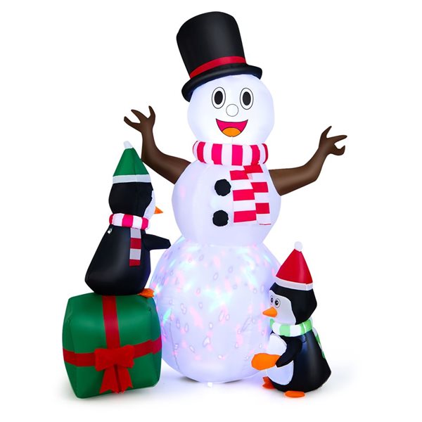 Costway 6-ft H Lighted Inflatable Snowman and 2 Penguins