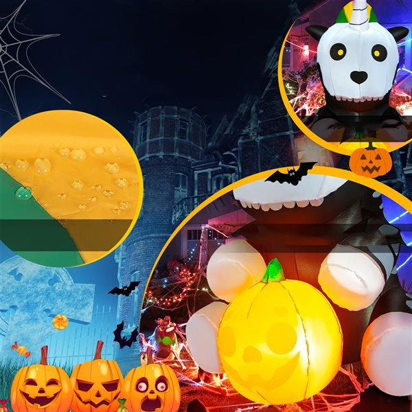 Costway 5-ft Inflatable Halloween Unicorn Skeleton Holding Pumpkin with LED Lights