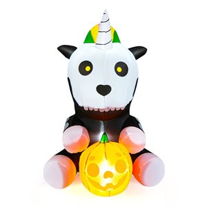 Costway 5-ft Inflatable Halloween Unicorn Skeleton Holding Pumpkin with LED Lights