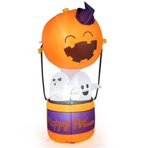 Costway 6-ft Inflatable Halloween Pumpkin Hot Air Balloon with Ghosts