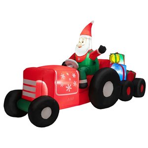 Costway 5-ft H Lighted Inflatable Santa Claus Driving Tractor with Gifts